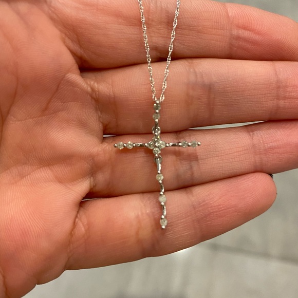 100% natural diamond 10K white gold necklace - Picture 2 of 5